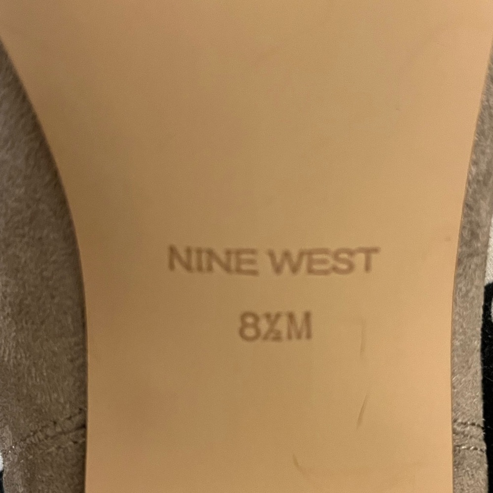 Nine West Slouch Dress Boots. Kitten heel, pointed toe. Faux suede. Grey. 8.5 - Picture 6 of 7